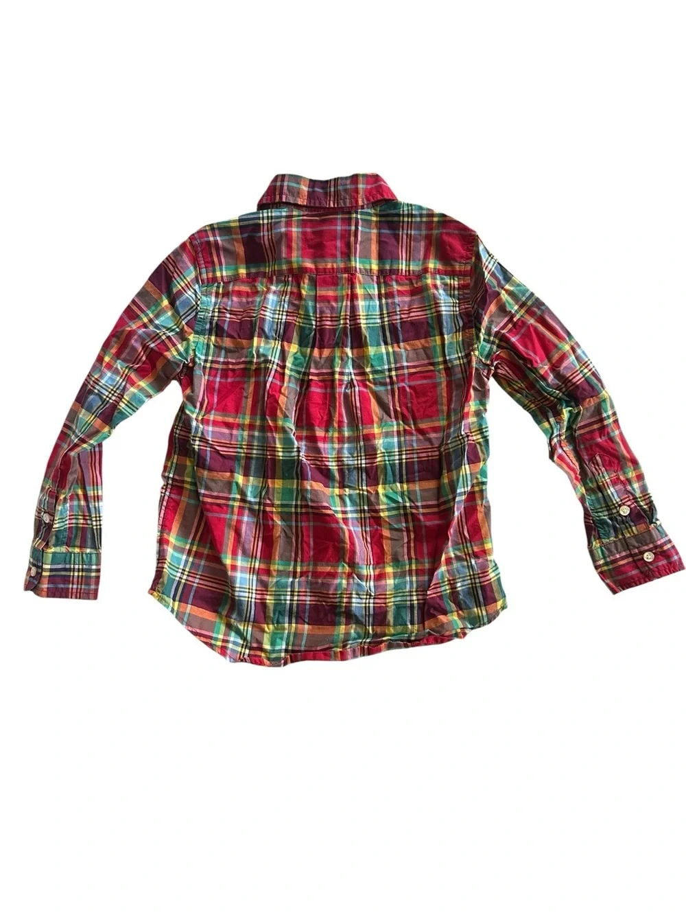 2 Ralph Lauren Boys Size 5 Preppy Button Down Shirts Plaid Red Kids 100% Cotton